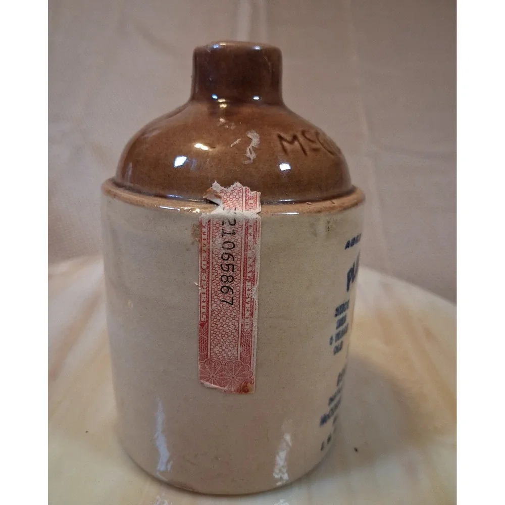 Vintage McCormick Platte Valley Corn Whiskey Stoneware Jug 1/2 Pint 168-69 5.25